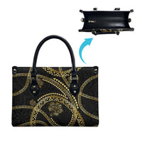 Hawaiian Kakau Art and Hisbiscus Tattoo Leather Bag Tribal Pattern-Gold Style LT03 - Polynesian Pride