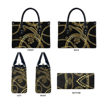 Hawaiian Kakau Art and Hisbiscus Tattoo Leather Bag Tribal Pattern-Gold Style LT03 - Polynesian Pride