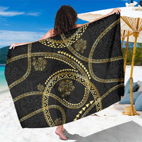 Hawaiian Kakau Art and Hisbiscus Tattoo Sarong Tribal Pattern-Gold Style - Polynesian Pride