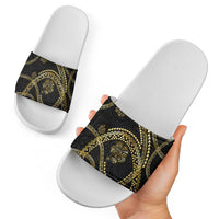 Hawaiian Kakau Art and Hisbiscus Tattoo Slide Sandals Tribal Pattern-Gold Style - Polynesian Pride