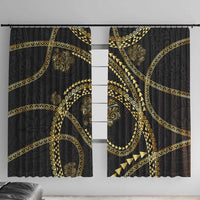Hawaiian Kakau Art and Hisbiscus Tattoo Window Curtain Tribal Pattern-Gold Style - Polynesian Pride