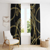 Hawaiian Kakau Art and Hisbiscus Tattoo Window Curtain Tribal Pattern-Gold Style - Polynesian Pride