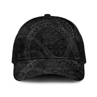 Hawaiian Kakau Art and Hisbiscus Tattoo Baseball Net Cap Tribal Pattern-Black Gradient Style - Polynesian Pride