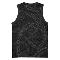 Hawaiian Kakau Art and Hisbiscus Tattoo Basketball Jersey Tribal Pattern-Black Gradient Style LT03 - Polynesian Pride