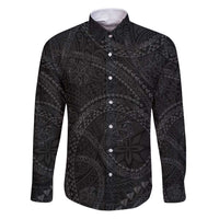 Hawaiian Kakau Art and Hisbiscus Tattoo Family Matching Puletasi and Hawaiian Shirt Tribal Pattern-Black Gradient Style - Polynesian Pride