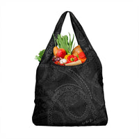 Hawaiian Kakau Art and Hisbiscus Tattoo Grocery Bag Tribal Pattern-Black Gradient Style LT03 1-pack One Size Black - Polynesian Pride