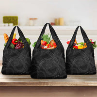 Hawaiian Kakau Art and Hisbiscus Tattoo Grocery Bag Tribal Pattern-Black Gradient Style LT03 3-pack One Size Black - Polynesian Pride