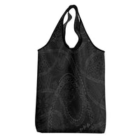 Hawaiian Kakau Art and Hisbiscus Tattoo Grocery Bag Tribal Pattern-Black Gradient Style LT03 - Polynesian Pride