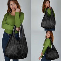 Hawaiian Kakau Art and Hisbiscus Tattoo Grocery Bag Tribal Pattern-Black Gradient Style LT03 - Polynesian Pride