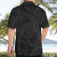 Hawaiian Kakau Art and Hisbiscus Tattoo Hawaiian Shirt Tribal Pattern-Black Gradient Style - Polynesian Pride