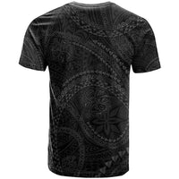 Hawaiian Kakau Art and Hisbiscus Tattoo T Shirt Tribal Pattern-Black Gradient Style LT03 - Polynesian Pride