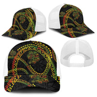 Hawaiian Kakau Art and Hisbiscus Tattoo Baseball Net Cap Tribal Pattern-Reggae Style - Polynesian Pride