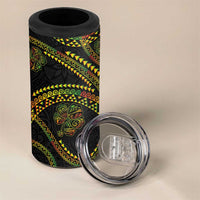 Hawaiian Kakau Art and Hisbiscus Tattoo 4 in 1 Can Cooler Tumbler Tribal Pattern-Reggae Style - Polynesian Pride