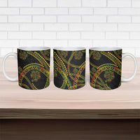 Hawaiian Kakau Art and Hisbiscus Tattoo Ceramic Mug Tribal Pattern-Reggae Style - Polynesian Pride