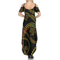 Hawaiian Kakau Art and Hisbiscus Tattoo Family Matching Summer Maxi Dress and Hawaiian Shirt Tribal Pattern-Reggae Style - Polynesian Pride