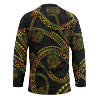 Hawaiian Kakau Art and Hisbiscus Tattoo Hockey Jersey Tribal Pattern-Reggae Style - Polynesian Pride