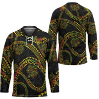 Hawaiian Kakau Art and Hisbiscus Tattoo Hockey Jersey Tribal Pattern-Reggae Style - Polynesian Pride