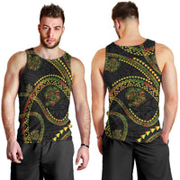 Hawaiian Kakau Art and Hisbiscus Tattoo Men Tank Top Tribal Pattern-Reggae Style - Polynesian Pride