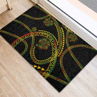 Hawaiian Kakau Art and Hisbiscus Tattoo Rubber Doormat Tribal Pattern-Reggae Style LT03 - Polynesian Pride