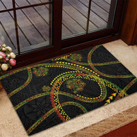 Hawaiian Kakau Art and Hisbiscus Tattoo Rubber Doormat Tribal Pattern-Reggae Style LT03 - Polynesian Pride