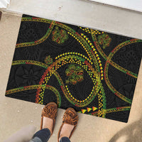 Hawaiian Kakau Art and Hisbiscus Tattoo Rubber Doormat Tribal Pattern-Reggae Style LT03 - Polynesian Pride
