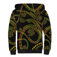 Hawaiian Kakau Art and Hisbiscus Tattoo Sherpa Hoodie Tribal Pattern-Reggae Style - Polynesian Pride