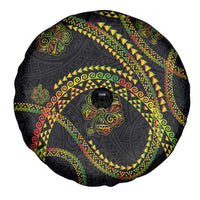 Hawaiian Kakau Art and Hisbiscus Tattoo Spare Tire Cover Tribal Pattern-Reggae Style - Polynesian Pride