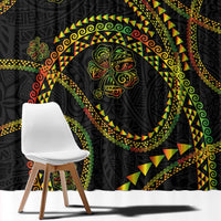 Hawaiian Kakau Art and Hisbiscus Tattoo Window Curtain Tribal Pattern-Reggae Style - Polynesian Pride