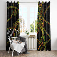 Hawaiian Kakau Art and Hisbiscus Tattoo Window Curtain Tribal Pattern-Reggae Style - Polynesian Pride