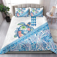Hawaiian Abstract Sea Turtle Bedding Set Polynesian Tapa Art and Kakau Tattoo White WaterColor - Polynesian Pride