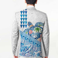 Hawaiian Abstract Sea Turtle Blazer Polynesian Tapa Art and Kakau Tattoo White WaterColor - Polynesian Pride