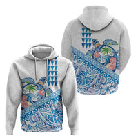 Hawaiian Abstract Sea Turtle Hoodie Polynesian Tapa Art and Kakau Tattoo White WaterColor - Polynesian Pride
