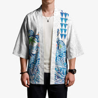 Hawaiian Abstract Sea Turtle Kimono Polynesian Tapa Art and Kakau Tattoo White WaterColor - Polynesian Pride