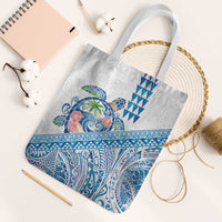 Hawaiian Abstract Sea Turtle Tote Bag Polynesian Tapa Art and Kakau Tattoo White WaterColor - Polynesian Pride