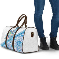 Hawaiian Abstract Sea Turtle Travel Bag Polynesian Tapa Art and Kakau Tattoo White WaterColor - Polynesian Pride