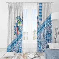 Hawaiian Abstract Sea Turtle Window Curtain Polynesian Tapa Art and Kakau Tattoo White WaterColor - Polynesian Pride
