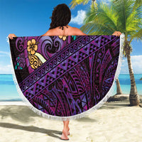 Hawaiian Abstract Sea Turtle Beach Blanket Polynesian Tapa Art and Kakau Tattoo Purple WaterColor - Polynesian Pride