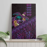 Hawaiian Abstract Sea Turtle Canvas Wall Art Polynesian Tapa Art and Kakau Tattoo Purple WaterColor - Polynesian Pride