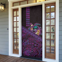 Hawaiian Abstract Sea Turtle Door Cover Polynesian Tapa Art and Kakau Tattoo Purple WaterColor LT03 - Polynesian Pride