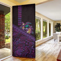 Hawaiian Abstract Sea Turtle Door Cover Polynesian Tapa Art and Kakau Tattoo Purple WaterColor LT03 - Polynesian Pride