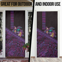 Hawaiian Abstract Sea Turtle Door Cover Polynesian Tapa Art and Kakau Tattoo Purple WaterColor LT03 - Polynesian Pride