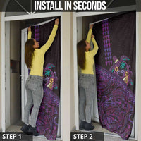 Hawaiian Abstract Sea Turtle Door Cover Polynesian Tapa Art and Kakau Tattoo Purple WaterColor LT03 - Polynesian Pride