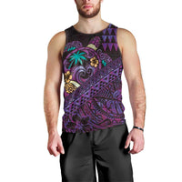 Hawaiian Abstract Sea Turtle Men Tank Top Polynesian Tapa Art and Kakau Tattoo Purple WaterColor - Polynesian Pride