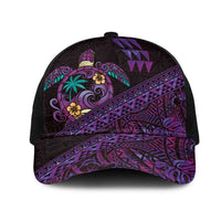 Hawaiian Abstract Sea Turtle Mesh Trucker Cap Polynesian Tapa Art and Kakau Tattoo Purple WaterColor - Polynesian Pride