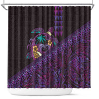Hawaiian Abstract Sea Turtle Shower Curtain Polynesian Tapa Art and Kakau Tattoo Purple WaterColor - Polynesian Pride