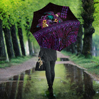 Hawaiian Abstract Sea Turtle Umbrella Polynesian Tapa Art and Kakau Tattoo Purple WaterColor - Polynesian Pride