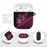 Hawaiian Abstract Sea Turtle AirPods Case Polynesian Tapa Art and Kakau Tattoo Pink WaterColor - Polynesian Pride