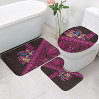 Hawaiian Abstract Sea Turtle Bathroom Set Polynesian Tapa Art and Kakau Tattoo Pink WaterColor - Polynesian Pride