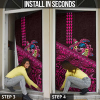 Hawaiian Abstract Sea Turtle Door Cover Polynesian Tapa Art and Kakau Tattoo Pink WaterColor - Polynesian Pride