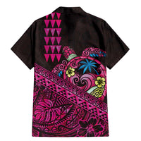 Hawaiian Abstract Sea Turtle Family Matching Mermaid Dress and Hawaiian Shirt Polynesian Tapa Art and Kakau Tattoo Pink WaterColor - Polynesian Pride